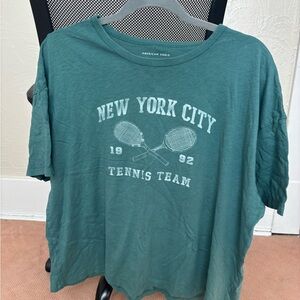 American Eagle Green New York City Tennis Team T-Shirt- Boxy fit